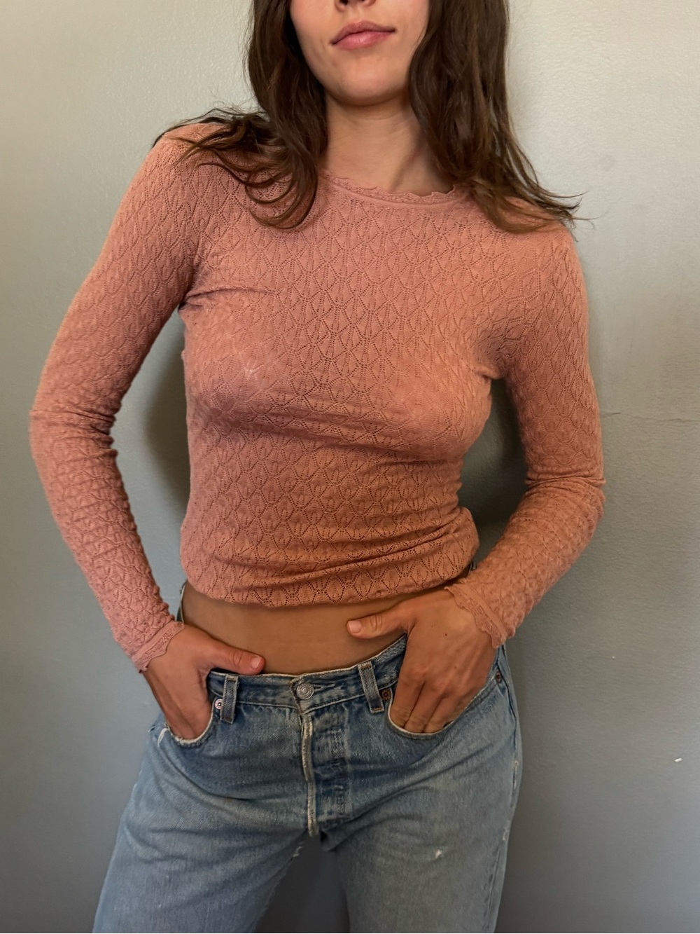 Ulla Johnson Blush/ Rose Textured Long-Sleeve
